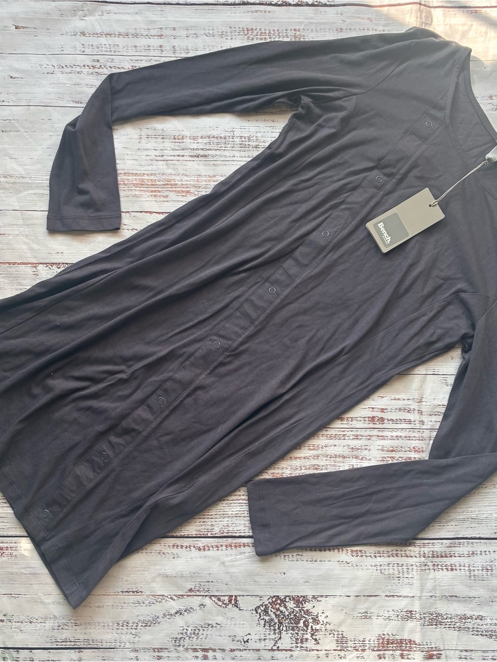 Bench Long Button-Front Dress in Dark Gray Size Large
